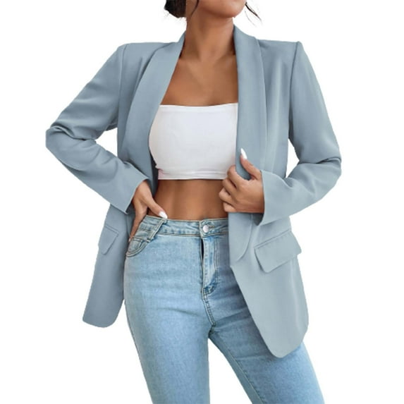 Baberdicy Blazer Jackets for Women, Women's Casual Suit Jackets Suit Long Sleeve Lapel Open Front Business Office Jackets Womens Blazer Light Blue
