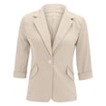 thumbnail image 1 of Baberdicy Blazer Jackets for Women, Women's Daily Outing Spring Summer Regular Fit Casual Long Sleeve Solid Color Womens Blazer Beige, 1 of 3