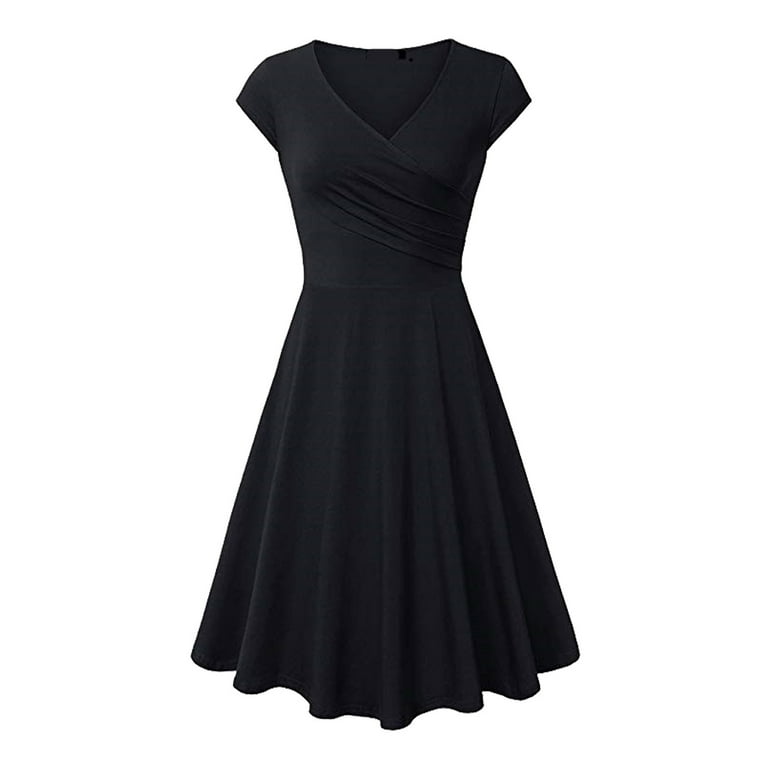 chinese dress ladies Womens Casual Tank Dresses for Summer Flowy Plus Sleeveless Mini Pocket Sun  Dress(Solid Black,S) at Amazon Women's Clothing store main image 1