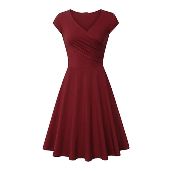 Baberdicy Bodycon Dress Basic Outdoor Home Short Sleeve Slim T Shirt Dress Tee Dress Swing Dress Plain Ruched V Neck Mini Dress L2