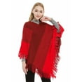 thumbnail image 1 of Baberdicy Bohemian Cover Up, Red Women Striped with Tassels Knitted Shawl Scarf Fringed Pashminas Sweater Pullover Cape for Women One Size, 1 of 4