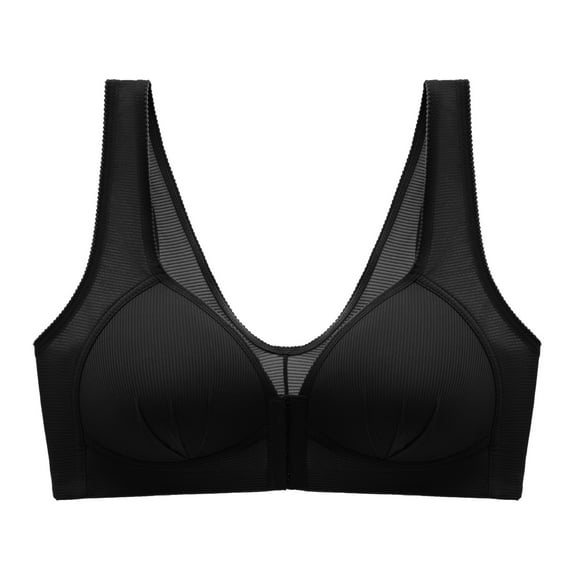 Baberdicy Bra Women's Full Cup Front Button Gathered Breathable Thin Sports Bra Without Steel Ring Bra Underwear Women