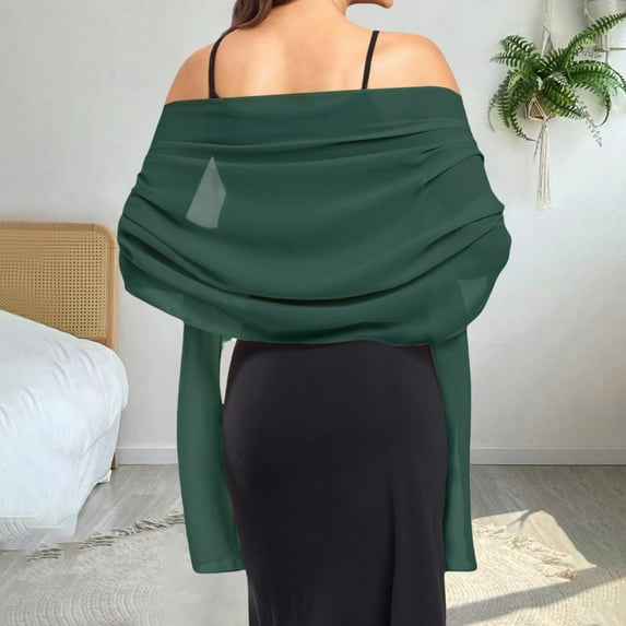Baberdicy Bridal Chiffon Wrap - Bride & Bridesmaid Pashmina, Delicate Wedding Cover-Up, Green One Size