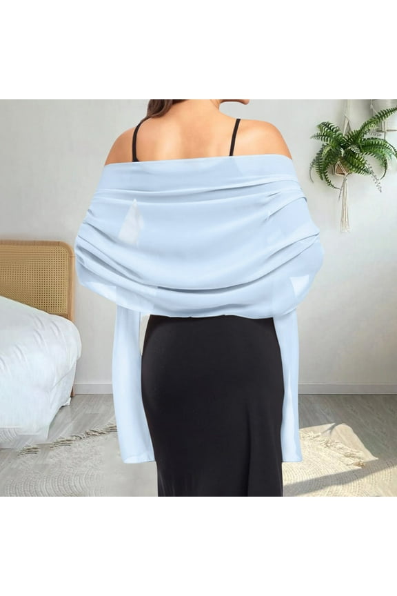 Bridal Party Wrap, Light Blue Women's Chiffon Shawl – Soft Bridal Wrap for Weddings, Events & Evening Wear One Size