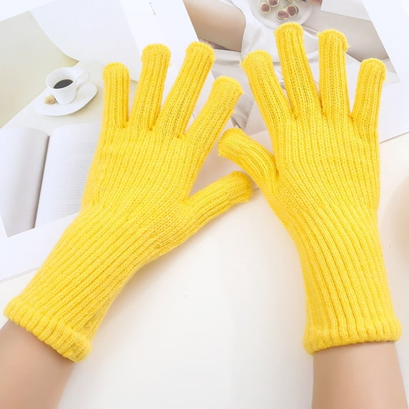 Baberdicy Bright Color Fingerless Gloves for Women, Touchscreen Convertible Mittens, Fun Winter Accessory, Ideal for Women, Teens Winter Fashion, Using Phones in Cold Weather, Fun Style Yellow