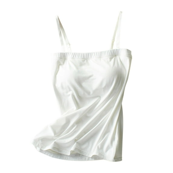 Baberdicy Camisole Top Clearance!Women's Solid Color Bust Flat Collar with Chest Pad Without Wearing Bra One Tank Top Sling Women Basic Long Tanks White