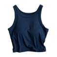 thumbnail image 1 of Baberdicy Camisole Top Clearance! Women's Solid Color Thread with Chest Pad Bra One Undershirt Women Basic Long Tanks Blue, 1 of 8