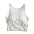 thumbnail image 1 of Baberdicy Camisole Top Clearance! Women's Solid Color Thread with Chest Pad Bra One Undershirt Women Basic Long Tanks White, 1 of 6