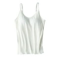 thumbnail image 1 of Baberdicy Camisole Top Clearance！Women's Solid Color Thread with Chest Pad Without Wearing Bra One Tank Top Women Basic Long Tanks White, 1 of 8