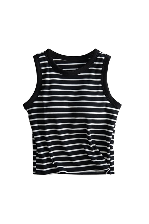 Camisole Tops for Women, Women's Stripes with Chest Pad Without Wearing Bra One Tank Top Sling Women's Tanks & Camis Black
