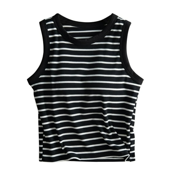 Baberdicy Camisole Top Clearance!Women's Stripes with Chest Pad Without Wearing Bra One Tank Top Sling Women Basic Long Tanks Black