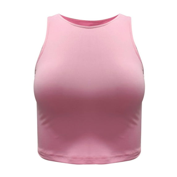 Baberdicy Camisole Tops for Women Womens Sleeveless High Neck Racerback Cropped Tank Tops Trendy Cute Teen Girls Halter Neck Crop Tops Vest Women's Tanks & Camis Pink