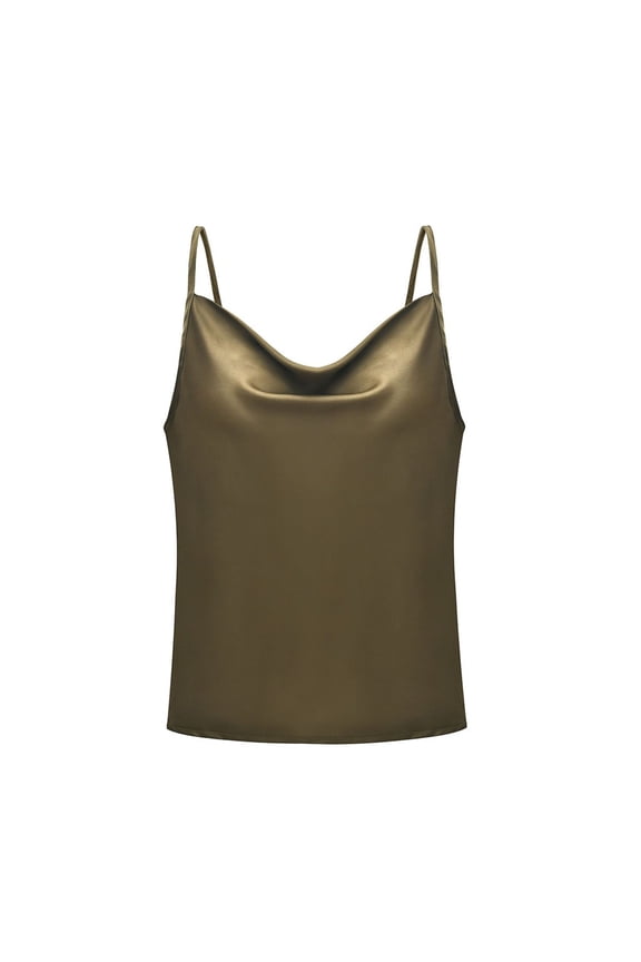 Camisole Tops for Women Casual Tank Womens Adjustable Solid Tops Color Solid Strappy Women's Blouse Women's Tanks & Camis Army Green