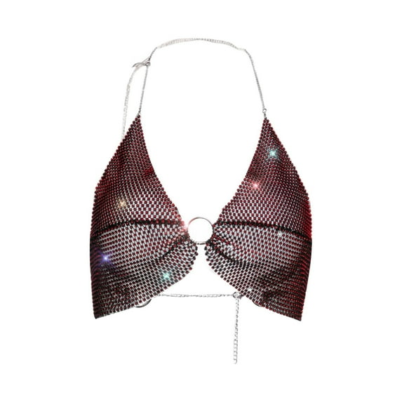 Baberdicy Camisole Tops for Women, Women's Super Sparkling Diamond Mesh Nightclub Chain Camisole Women's Tanks & Camis