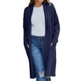 thumbnail image 1 of Baberdicy Cardigan Sweater Women's Autumn and Winter Solid Color Fashionable Thin Lapel Long Woolen Coat Casual Cardigan Women's Cardigans Navy, 1 of 7