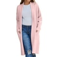 thumbnail image 1 of Baberdicy Cardigan Sweater Women's Autumn and Winter Solid Color Fashionable Thin Lapel Long Woolen Coat Casual Cardigan Women's Cardigans Pink, 1 of 7