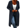 thumbnail image 1 of Baberdicy Cardigan Sweater Women's Solid Color Long Sleeved Hooded Medium Length Sweater Cardigan Women's Cardigans Navy, 1 of 7