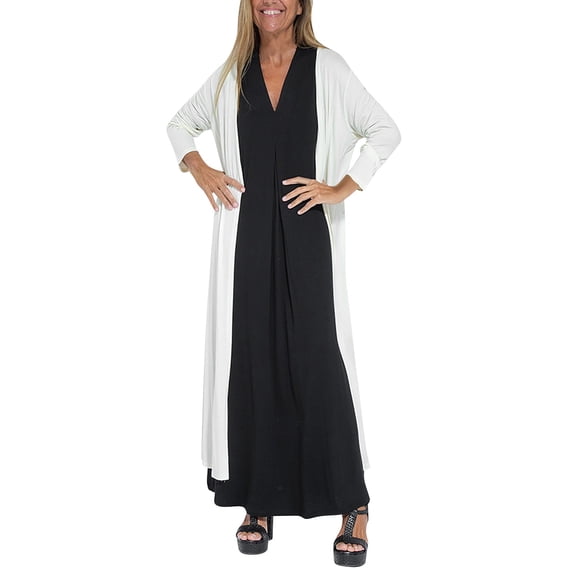 Baberdicy Cardigan Sweater Women's Summer Casual Solid Color Long Sleeved Vent Maxi Loose Cardigan Boho Beach Long Sundress with Long Overcoat Women's Cardigans Black