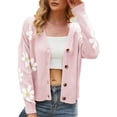 thumbnail image 1 of Baberdicy Cardigan Sweater Women's Sweater 2023 Fall Long Sleeve Casual Print Jumper Knitted Cardigan Loose Preppy Sweater Cardigan Women's Cardigans Pink, 1 of 6