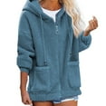 thumbnail image 1 of Baberdicy Cardigan Sweaters for Women Lightweight Women's Full Zip Hoodie Womens Winter Coats with Pocket Plus Size Coat Fall Winter Warm Coat Coat Plus Size Tops Blue, 1 of 9