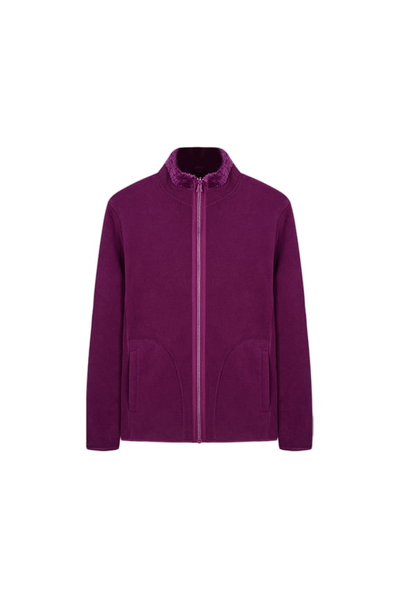 Cardigan Sweaters for Women Men and Women Can Wear Shake Fleece Coral Fleece Fleece Jacket Jacket Women Men Outdoor Warm Padded Thick Two Sides Wear Fleece Rushing Jacket Liner Purple