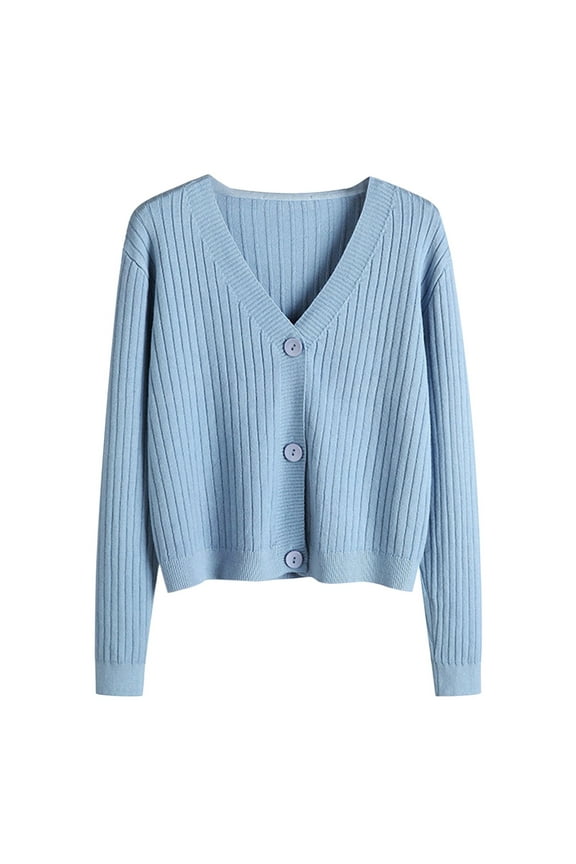 Cardigan Sweaters for Women, Women's Autumn And Winter Long Sleeve V Neck Soft Knit Solid Color Cardigan V Neck Cardigan Sweaters for Women One Size