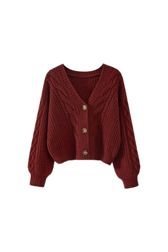 Cardigan Sweaters for Women Womens Solid Color Sweater Women Vintage Tops Loose Outer Wear V Neck Short Knitted Cardigan Ja V Neck Cardigan Sweaters for Women One Size