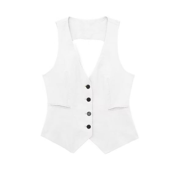Baberdicy Cardigan Sweaters for Women Lightweight Women Linen Casual Vest Ladies Sleeveless V Neck Vests Single Breasted Tops Womens Blazer White
