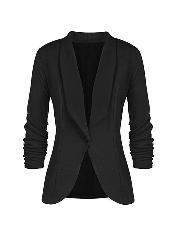 Cardigan Sweaters for Women Lightweight Women's Long Sleeved Formal Lapel Jacket Sport Jacket Studio Women's Womens Blazer Black