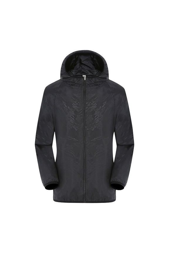 Cardigan for Women, Women Solid Rain Jacket Outdoor Plus Size Hooded Windproof Loose Coat Water Proof Raglan Storage Bag Black 4Xl