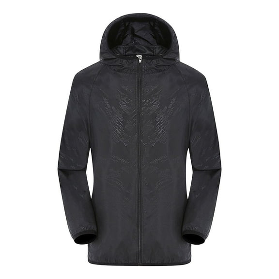 Baberdicy Cardigan for Women, Women Solid Rain Jacket Outdoor Plus Size Hooded Windproof Loose Coat Water Proof Raglan Storage Bag Black L