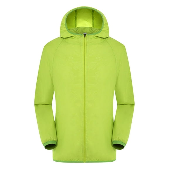 Baberdicy Cardigan for Women, Women Solid Rain Jacket Outdoor Plus Size Hooded Windproof Loose Coat Water Proof Raglan Storage Bag Green L