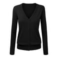 thumbnail image 1 of Baberdicy Cardigan for Women Women's V Neck Cardigan Sweater Plus Jacket Solid Color Knitted Sweater Cardigan Sweaters for Women Black L, 1 of 4