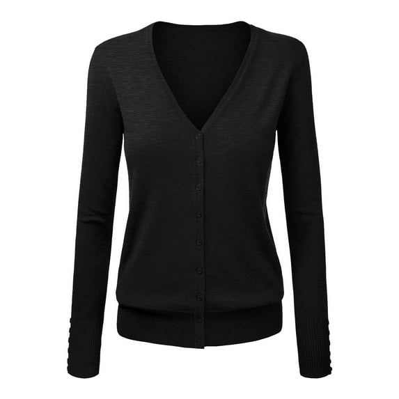Baberdicy Cardigan for Women Women's V Neck Cardigan Sweater Plus Jacket Solid Color Knitted Sweater Cardigan Sweaters for Women Black L