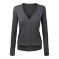 thumbnail image 1 of Baberdicy Cardigan for Women Women's V Neck Cardigan Sweater Plus Jacket Solid Color Knitted Sweater Cardigan Sweaters for Women Dark Gray L, 1 of 4