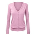 thumbnail image 1 of Baberdicy Cardigan for Women Women's V Neck Cardigan Sweater Plus Jacket Solid Color Knitted Sweater Cardigan Sweaters for Women Pink M, 1 of 4