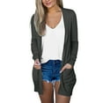 thumbnail image 1 of Baberdicy Cardigan for Women, Womens Ladies Solid V-Neck Cardigan Long Sleeve Coat Pockets Outerwear Cardigan Sweaters for Women Dark Gray Xl, 1 of 7