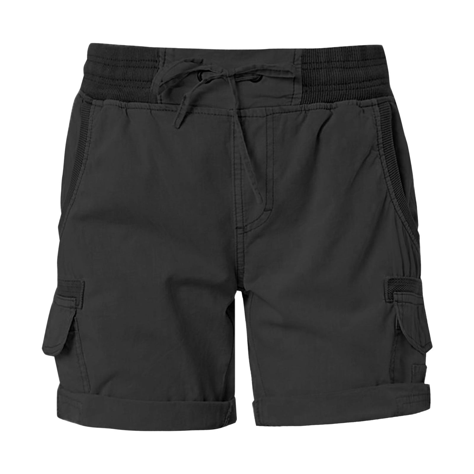 DISCIPBUSH Women's Cargo Capri Pants - Hiking Shorts With Pockets, Elastic Waist, Below Knee