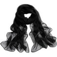 thumbnail image 1 of Baberdicy Chiffon Square Scarf, Women's Scarf Sheer Chiffon Scarf – Lightweight Wrap for Beach, Evening Wear & Gifting | 6 "X2 " | Multiple Colors, Black, One Size, 1 of 2