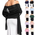 thumbnail image 1 of Baberdicy Chiffon Wedding Shawl, Bride & Bridesmaid Wrap for Church, Outdoor Ceremony, Evening Reception Light Blue Universal Fit, 1 of 6