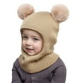 thumbnail image 1 of Baberdicy Children's Pom Pom Ear Flap Hat, Cute Toddler Winter Beanie, Warm Knit Hat for Kids, Ideal for Babies, Toddlers, Children Daily Winter Wear for Kids, Outdoor Play in Snow Khaki, 1 of 4