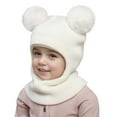 thumbnail image 1 of Baberdicy Children's Pom Pom Ear Flap Hat, Cute Toddler Winter Beanie, Warm Knit Hat for Kids, Ideal for Babies, Toddlers, Children Daily Winter Wear for Kids, Outdoor Play in Snow White, 1 of 4