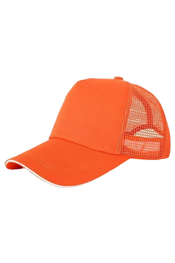 Children's Sun Hat, Orange Kids' Breathable Baseball Cap – Solid Colors for School, Sports & Playtime | Adjustable Snapback | Ages 3-12 One Size