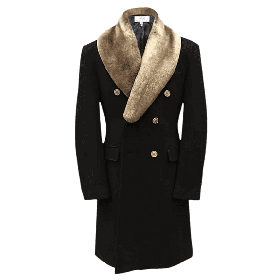 Baberdicy Clearance Autumn And Winter New Men's Lapel Solid Colour Medium Length Pockets Leisure Coat Men's Coat Black L