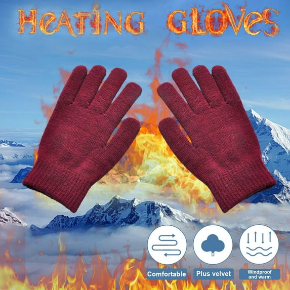 Baberdicy Cold Weather Gloves, Wine Unisex Thermal Knit Gloves – Thick Touchscreen Gloves for Cycling, Driving & Winter Commutes | Ribbed Cuff One Size