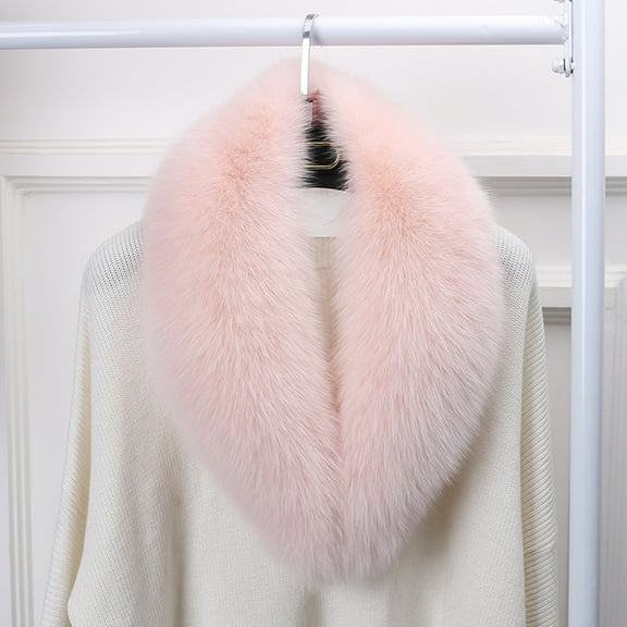 Baberdicy Colorful Faux Fur Scarf, Scarf Women's Faux Plush Collar Scarf Wrap Cold Winter Warmer Women's Neck Warmer Scarf Wrap, Pink, One Size