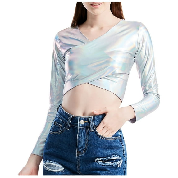 Baberdicy Corset Top Women's Wrap-Around Leather Solid Color Top Shirt Performance Tops Crop Tops Corset-C-White