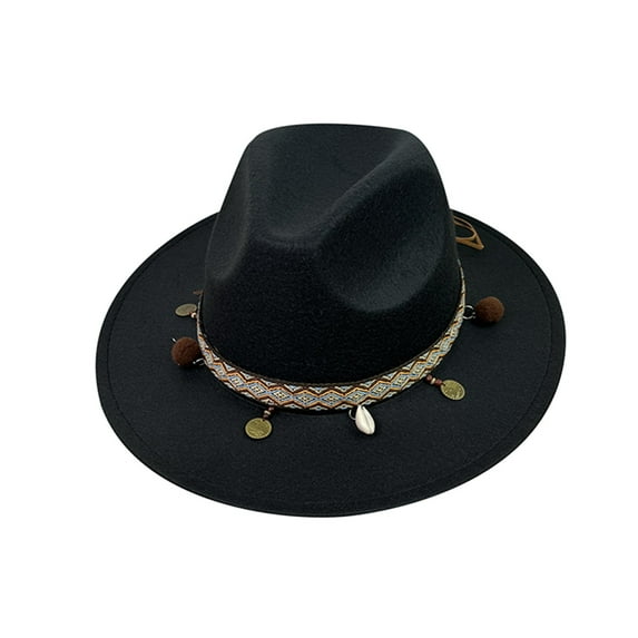 Baberdicy Cowboy Hat Fashionable Fedora Fedoras Men Wide for Women Dress Hat Women's And Hats Baseball Cap Hats Cowboy Hats for Women Men One Size