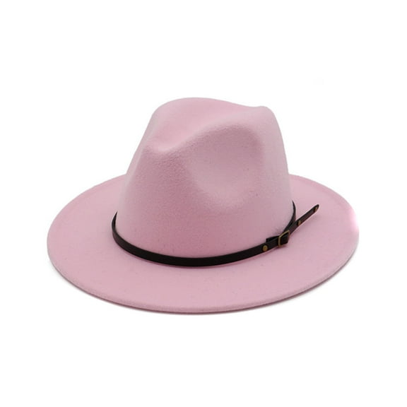 Baberdicy Cowboy Hat Women's Wool Felt Outback Hat Panama Hat Wide Brim Women Belt Buckle Fedora Hat Cowboy Hats for Women Men One Size