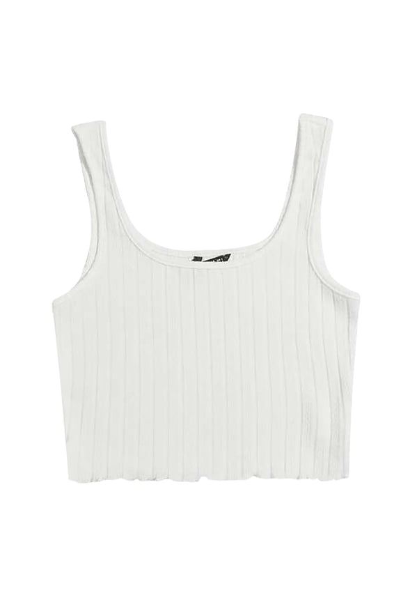 Crop Tops Women Tops Solid Sleeveless Pullover Vest Tank Crop Shirts Women's Tanks & Camis White M